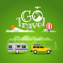Poster - Summer travel vector illustration. Go travel concept