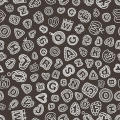 Poster - Cartoon style alphabet vector seamless pattern. Comic type seamless background