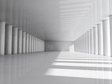Fototapeta Perspektywa 3d - Abstract modern architecture background, empty white open space interior with columns. 3D rendering