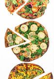 Fototapeta Most - Vegan pizza on white background, top view
