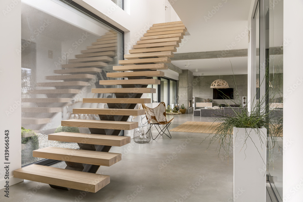Obraz na płótnie Stairs in modern villa w salonie