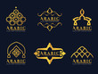 Gold Arabic doors and arabic architecture art logo vector set design