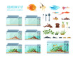 Infographics aquarium set.