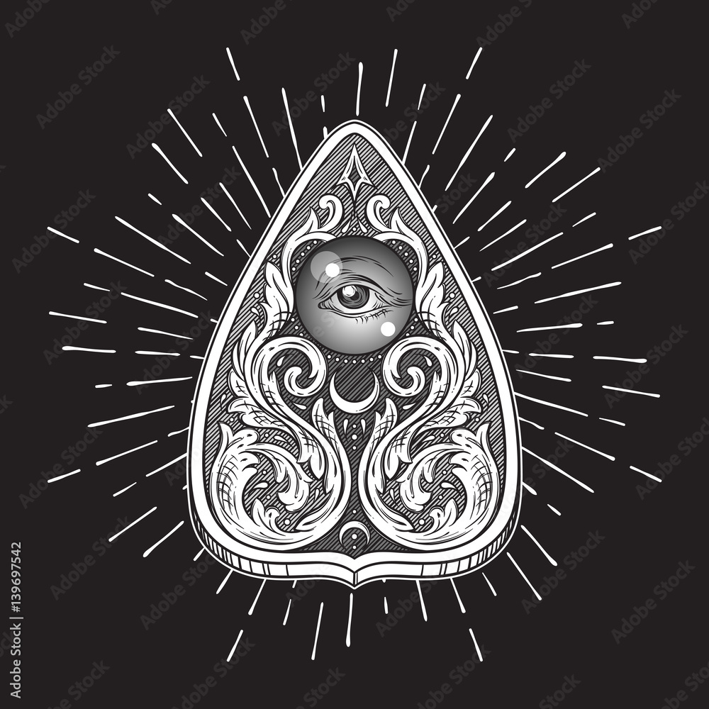 Poster Hand Drawn Ornate Art Ouija Board Mystifying Oracle