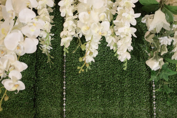 Wall Mural - Beautiful white wedding backdrop with white flower