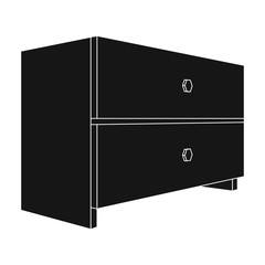 White bedside table with two drawers.Room accessories for all sorts of things.Bedroom furniture single icon in black style vector symbol stock illustration.