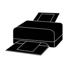 Printer icon in black style isolated on white background. Personal computer accessories symbol stock vector illustration.