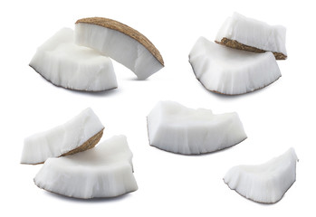 Wall Mural - coconut set pieces 3 isolated on white background