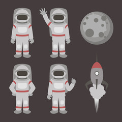 Wall Mural - Astronauts characters set