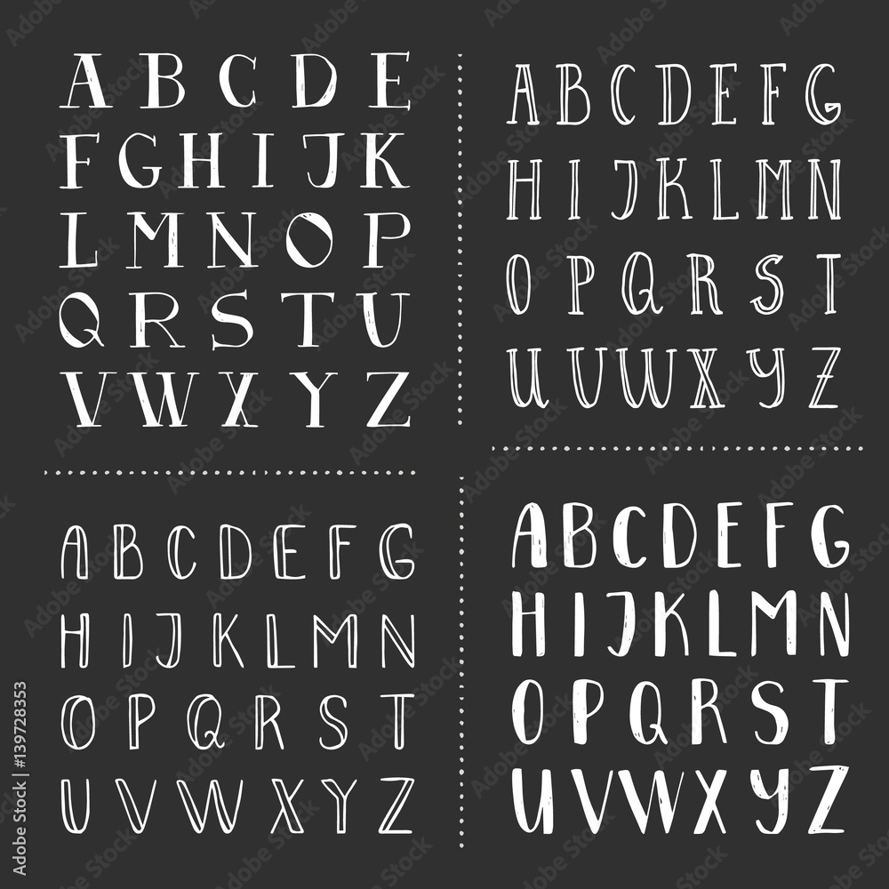 Set of hand drawn fonts. Script letters for design. Vector. Isolated ...