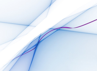 Fototapete - Light blue perspective grid with purple line