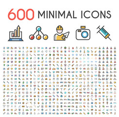 Poster - Set of 600 Minimalistic Solid Line Colored . Isolated Vector Elements