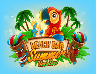 summer vacation illustration for beach bar