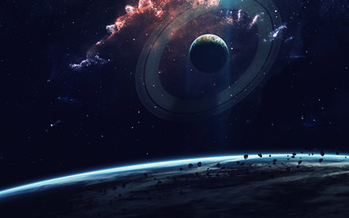 cosmic art, science fiction wallpaper. beauty of deep space. billions of galaxies in the universe. e