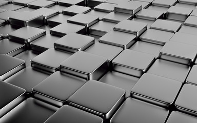 Silver abstract image of cubes background. 3d render