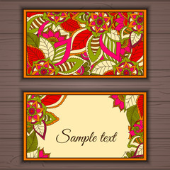 Wall Mural - Colorful floral ornamental business card element