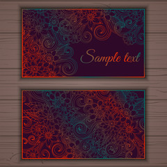 Colorful floral ornamental business card element