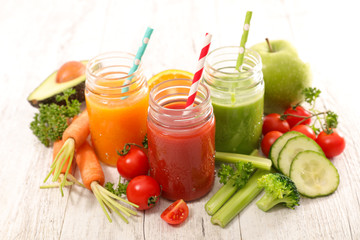 Wall Mural - fresh juice or smoothie with fruits and vegetables