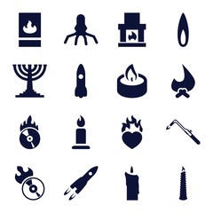 Poster - Set of 16 flame filled icons