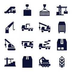 Poster - Set of 16 crane filled icons
