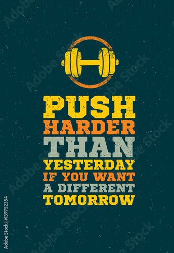 Cuadros en Lienzo Presione Harder Than Ayer Workout y Fitness Sport Motivation Quote