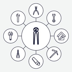 Aufkleber - Set of 9 wrench outline icons