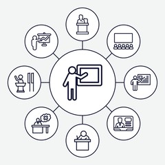set of 9 lecture outline icons