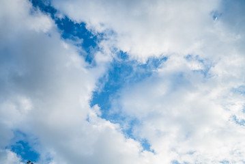 fluffy clouds in blue sky