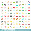 © ylivdesign - 100 activity icons set, cartoon style
