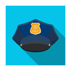 Poster - Police cap icon in flat style isolated on white background. Police symbol stock vector illustration.