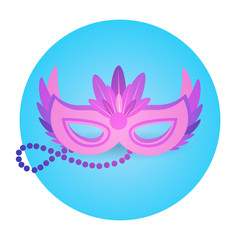 Poster - Colorful Mask Icon Brazil Carnival Rio Holiday Party Celebration Flat Vector Illustration