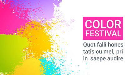 Poster - Paint Splash Color Festival Happy Holi India Holiday Traditional Celebration Greeting Cart Flat Vector Illustration