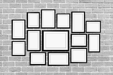 Wall Mural - Picture frame on brick wall 