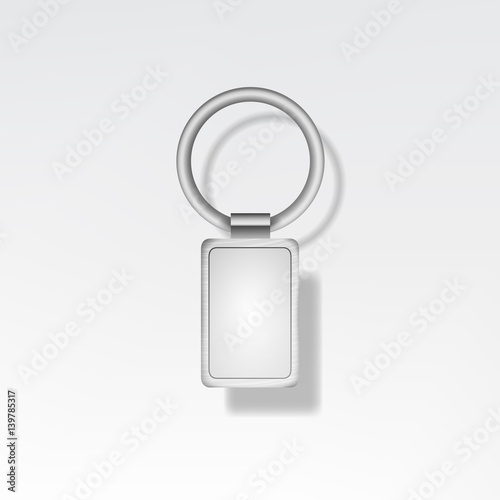 Template Metal Keychain Vector. Realistic Illustration. Key Chain Or