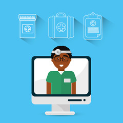 Poster - hospital doctor computer icon