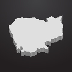 Poster - Cambodia map in gray on a black background 3d