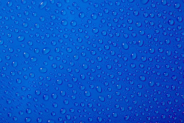  Water drops on the blue background