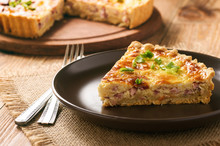 Traditional French Pie With Bacon And Cheese - Quiche Lorraine.