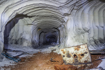 Poster - Chalk mine tunnel with traces of drilling machine