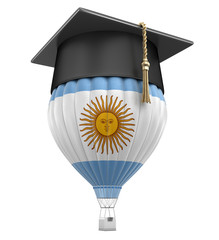 Poster - Hot Air Balloon with Argentinian Flag and Graduation cap. Image with clipping path