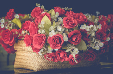 Wall Mural - artificial rose flower in vintage tone style,vin