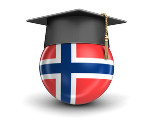 Poster - Graduation cap and Norwegian flag. Image with clipping path