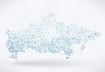 Poster - Abstract Telecommunication Network Map - Russia