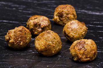 cooked vegan meatballs with tofu and seitan