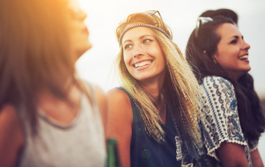 Young group of friends having fun outdoors