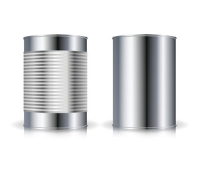 Sticker - Metallic Cans Vector. Set Metal Tin Can Set Vector Illustration