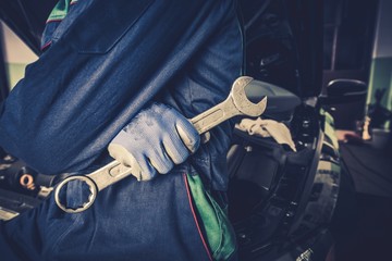 Wall Mural - Car Mechanic with Wrench