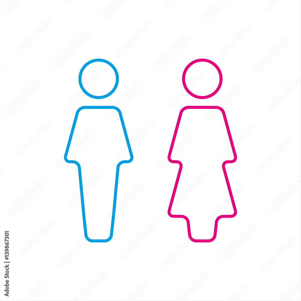 WC icon, toilet icon, men and women sign for restroom, vector ...
