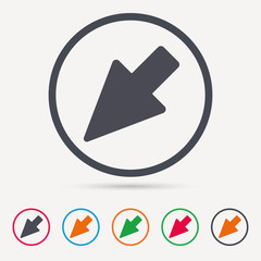 Cursor icon. Computer position marker symbol. Round circle buttons. Colored flat web icons. Vector