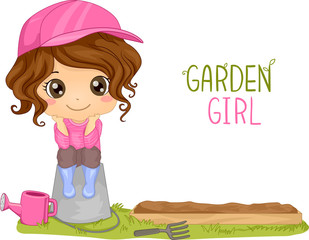 Wall Mural - Kid Girl Garden Plot